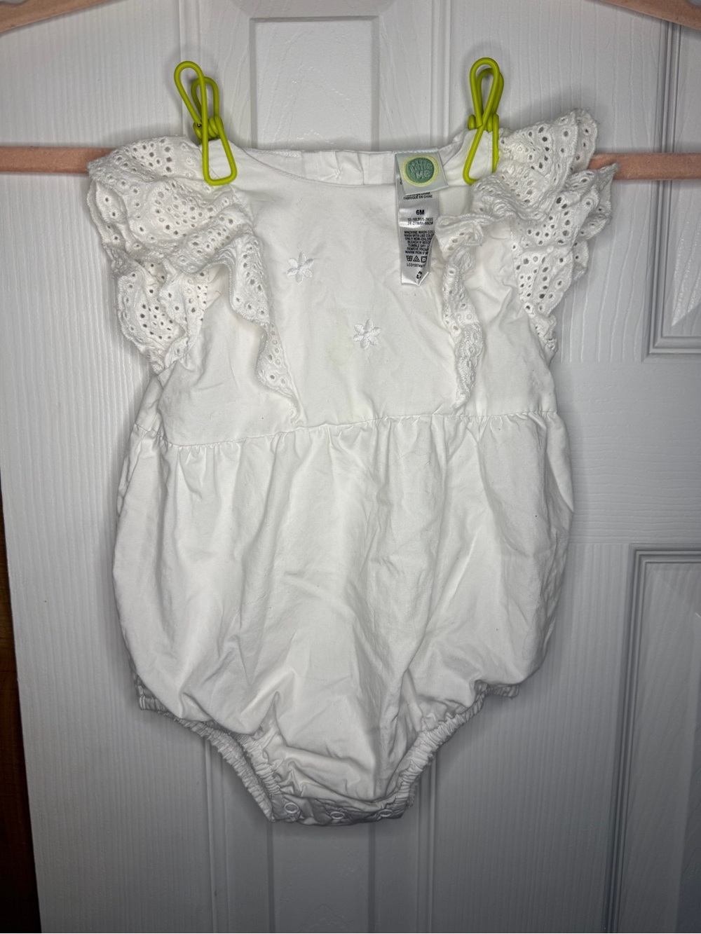 Little Me White Eyelet Flutter Romper
